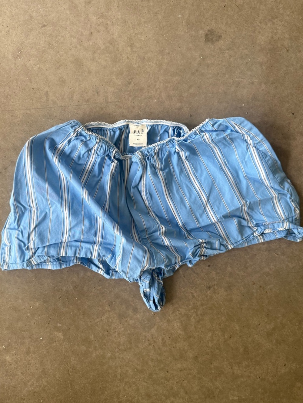 Light Blue Striped Women's Shorts - Picture 4 of 4